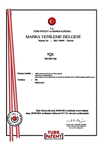 Yiğit Çelik Kapı Belgesi 5