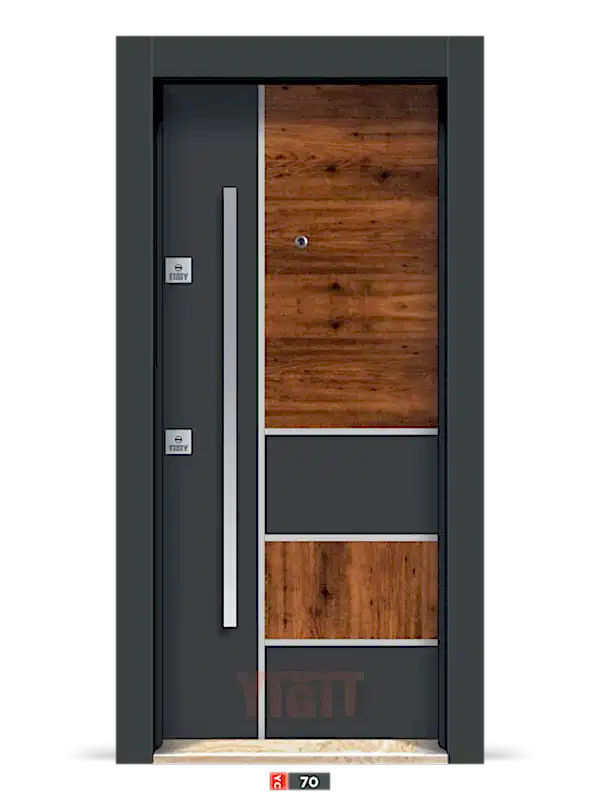 Ahşap Görünümlü Kompozit Panel Kapı Modeli 70
